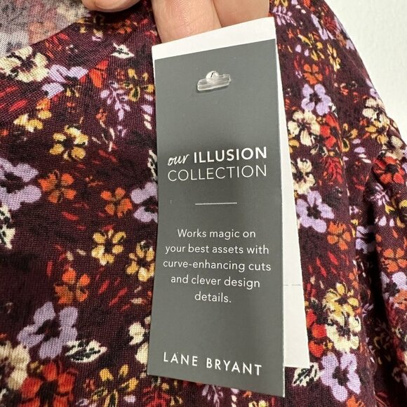 Lane Bryant Floral Tunic Burgundy Size 26/28 - Picture 2 of 8